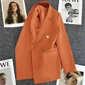 NEW SWEETKAMA women's candy colored casual versatile blazer in tumeric